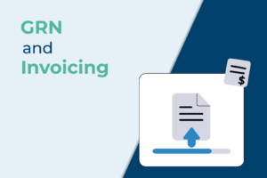 Visual representation of document syncing between goods receipt note (GRN) and invoicing in accounts payable automation.