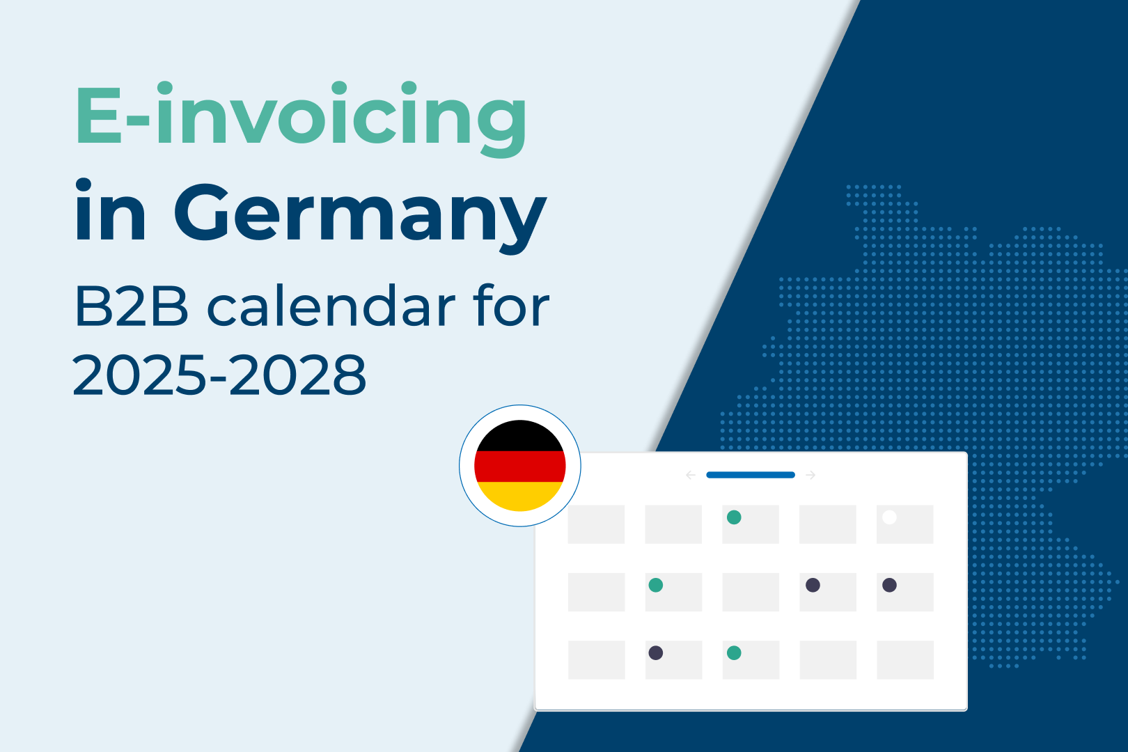 Graphic showing the title “E-invoicing in Germany: B2B calendar for 2025–2028”